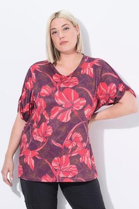 Damen Funktionsshirt Blüten V-Ausschnitt Halbarm recycelt