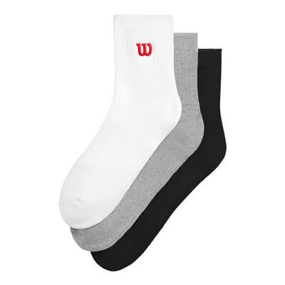 Wilson calcetines quarter top wit grijs zwart 3 pairs