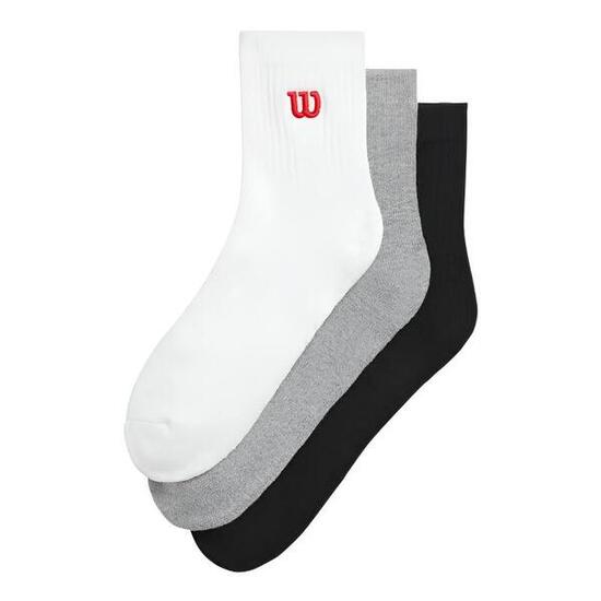 Wilson Calcetines Quarter Top Wit Grijs Zwart 3 Pairs