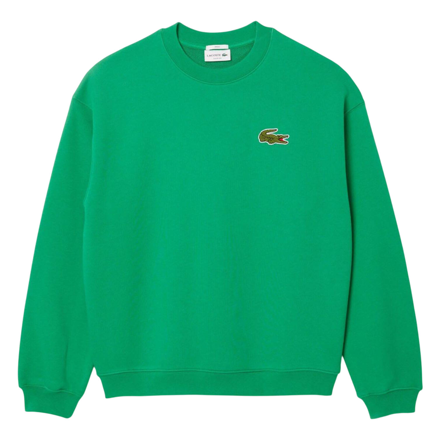 LACOSTE Felpa Lacoste Badge uomo verde 100% pile di cotone