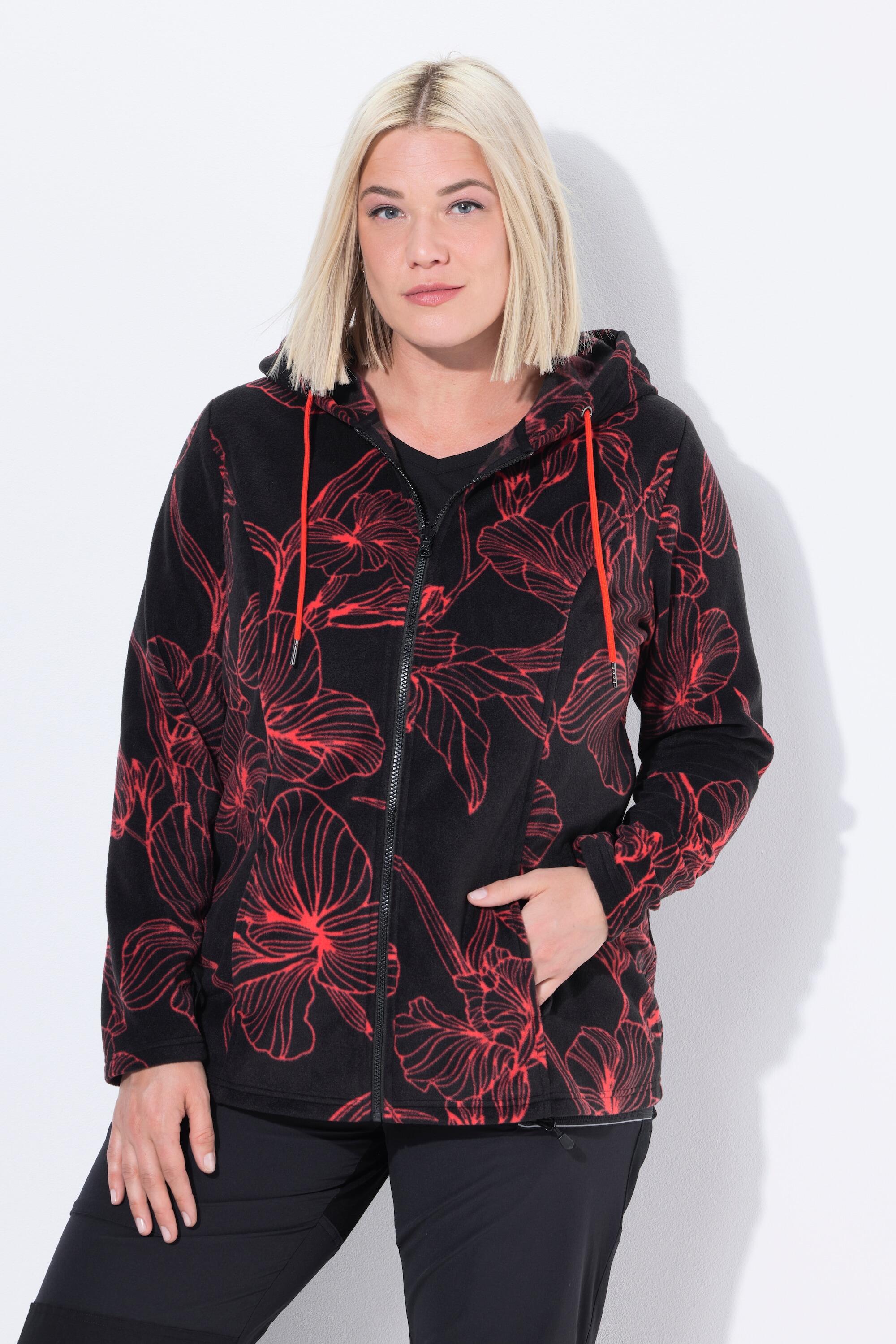 Femme Veste à capuche en polaire motif floral et manches longues 6/7