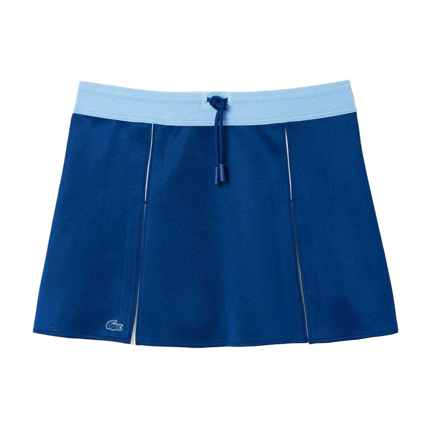 LACOSTE Gonna Lacoste donna a blocchi di colore blu/bianco, plissettata con coulisse