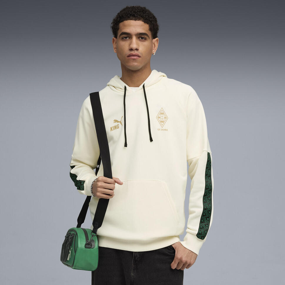Męska bluza z kapturem Borussia Mönchengladbach KING PUMA Warm White Gold
