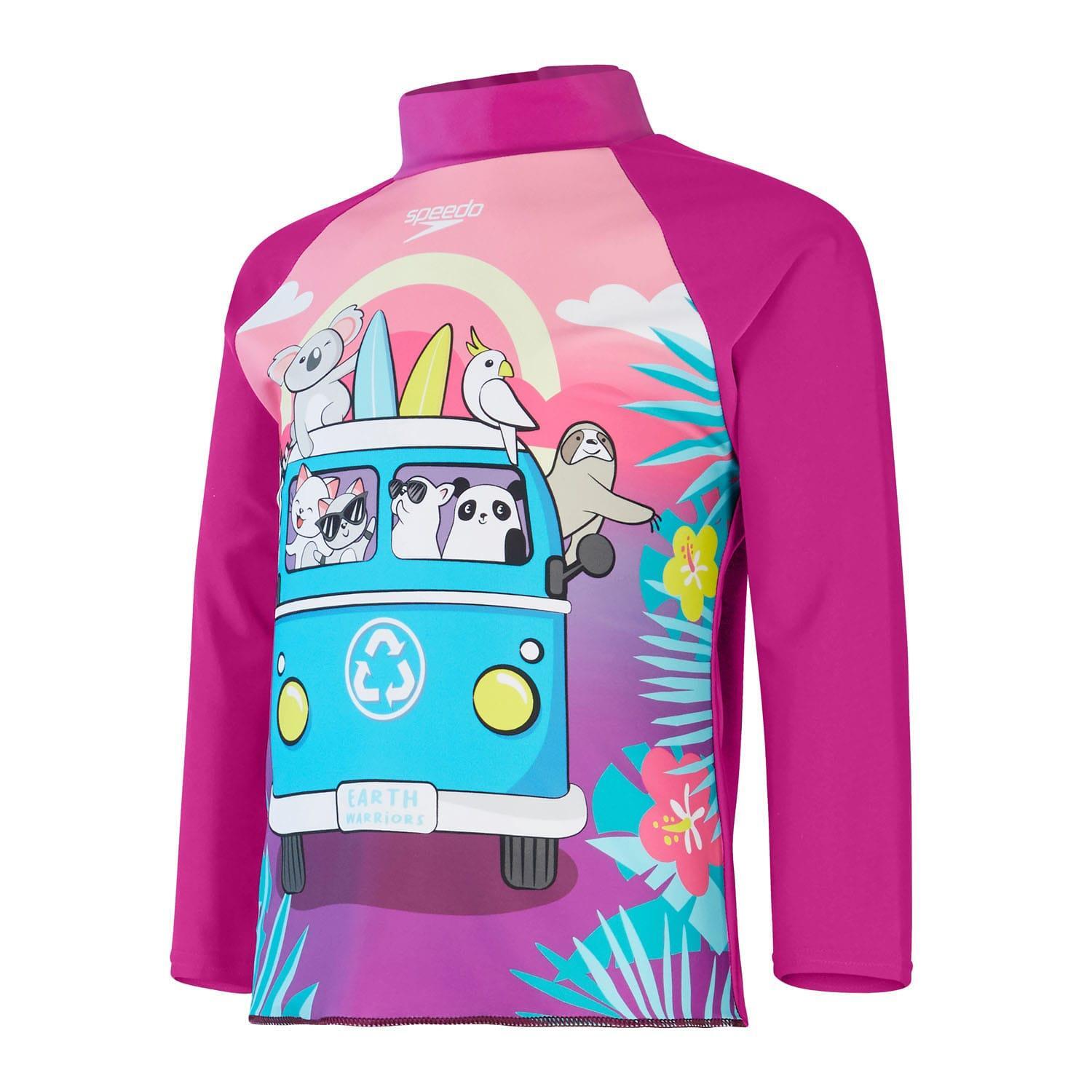 SPEEDO Girls LongSleeved Rash Top (Purple/Blue)