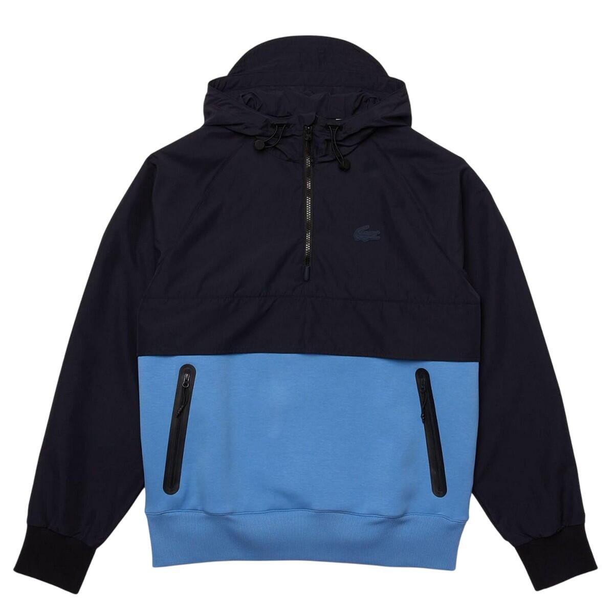 LACOSTE Mens Dual Material Pull Over Jacket (Navy)