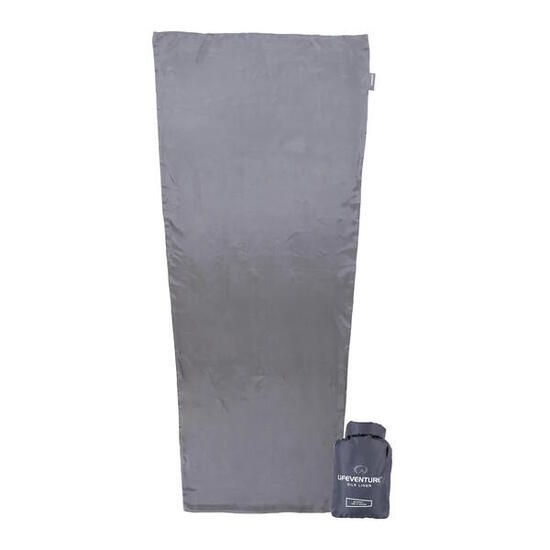 Liner sac de couchage Lifeventure soie 100% gris forme momie ultra léger