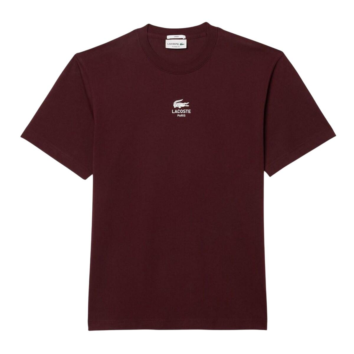 LACOSTE Unisex Adult Signature Cotton TShirt (Maroon Red)