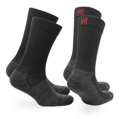 2 Paar - Wandersocken 60% Merinowolle - Anti-Blasen & Stoßdämpfung - Leonardo