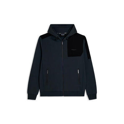 Felpa zip e cappuccio con inserti a contrasto