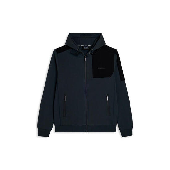 Felpa zip e cappuccio con inserti a contrasto