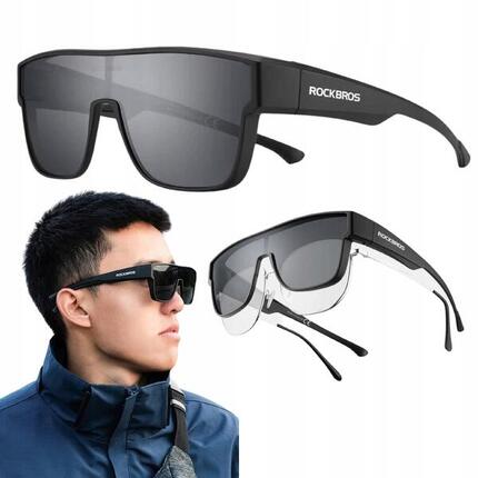 Rockbros sp304 polarisierte graue Fahrradbrille uv400 Etui im Set
