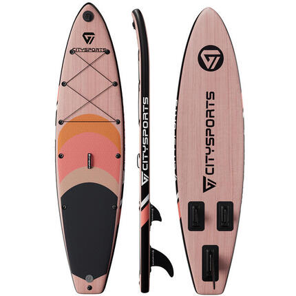 Deska SUP 10'5" – nadmuchiwana, kolor drewna, zestaw