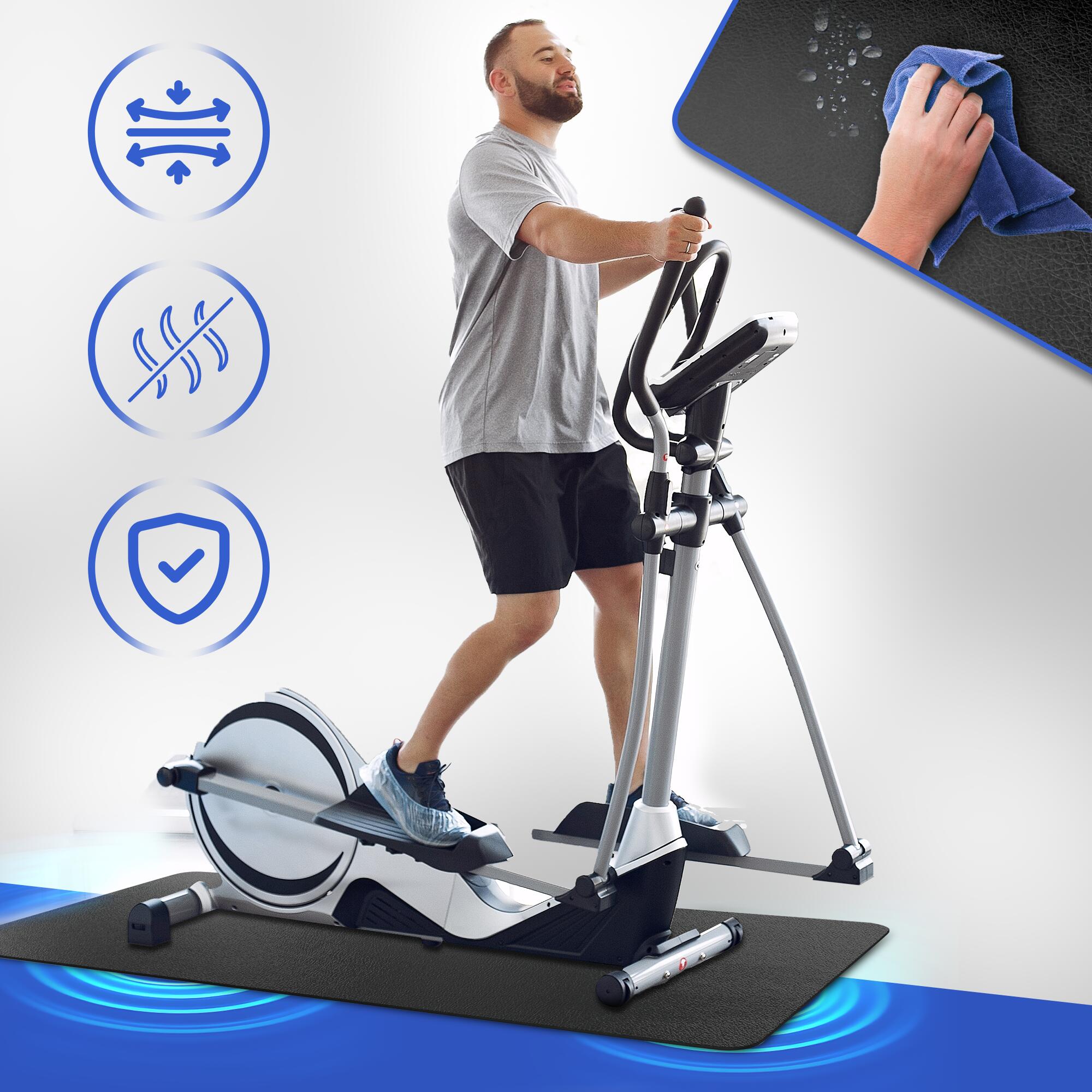 LILENO SPORTS Vloerbeschermingsmat, 60 x 180 cm, zwart, loopbandmat, 8 mm dik, fitnessonderlegmat voor crosstrainers, roltrainers en andere fitnessapparaten, ook als yogamat