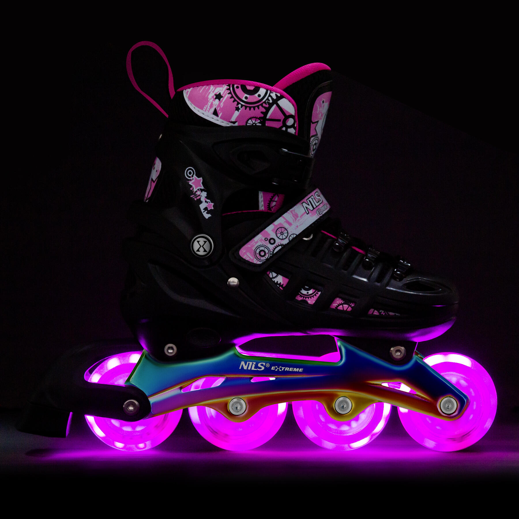 Rollers LED 4 en 1 Rainbow avec patins de hockey  NH10905 Nils Extreme 5/7