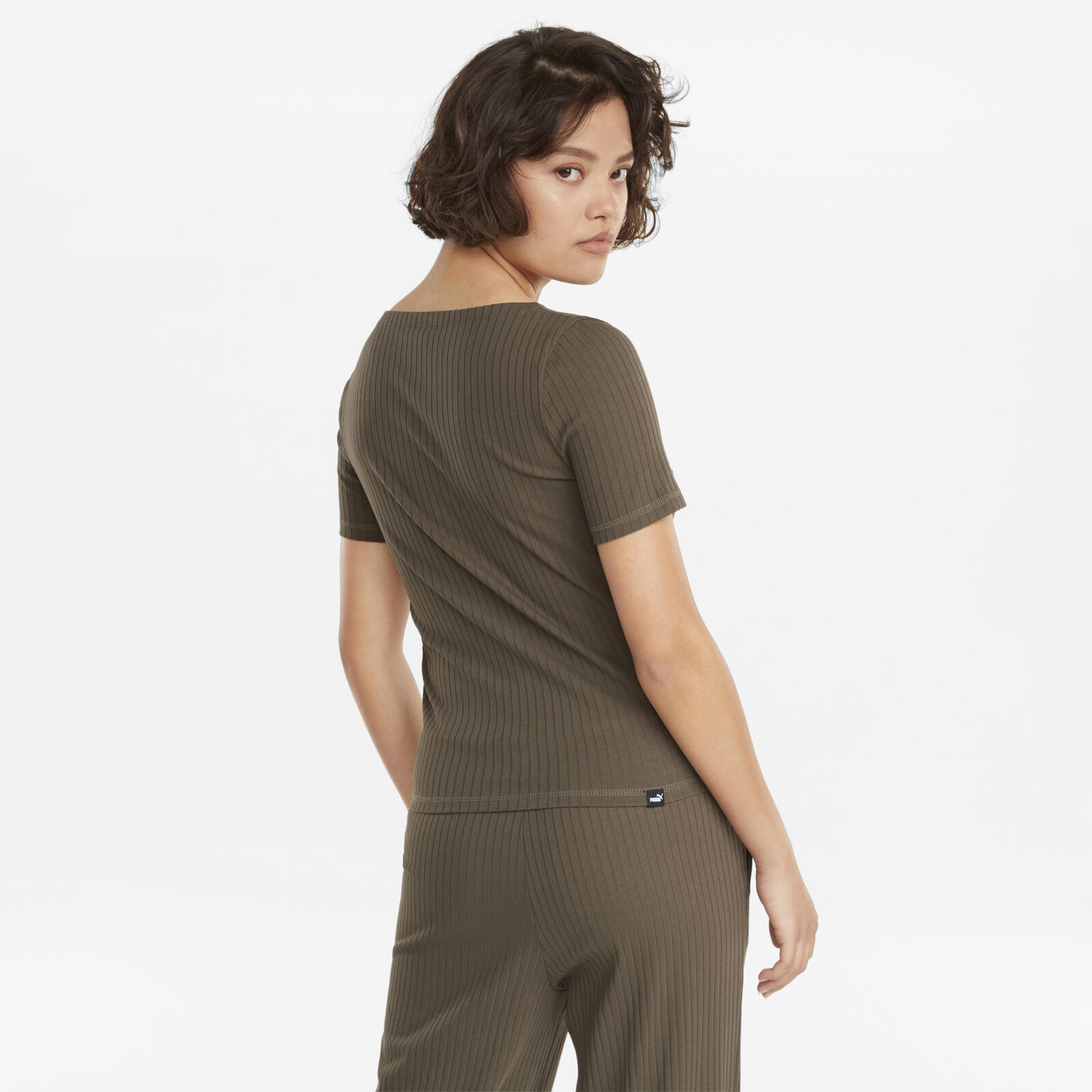 T-Shirt Puma Ribbed Slim, Verde, Mulheres 4/5