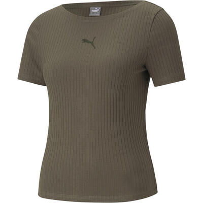 T-shirt puma ribbed slim. groen. dames
