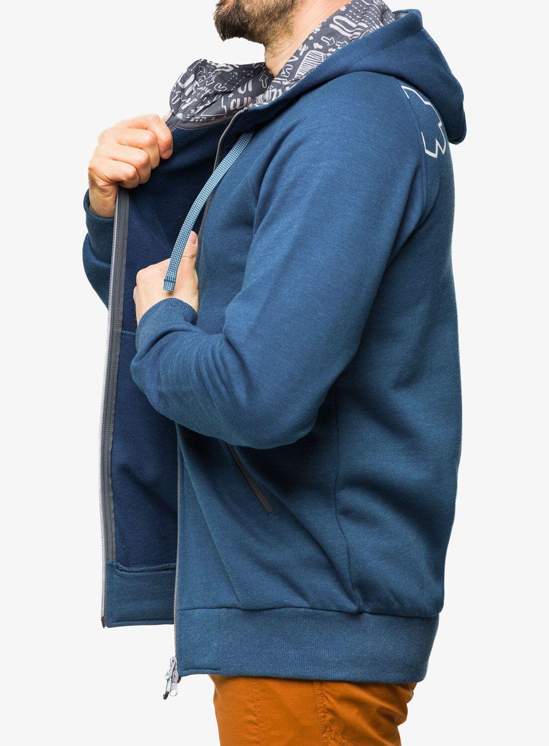 Hoodie zippé Ocún homme 80% coton / 20% polyester, capuche ergonomique 7/7