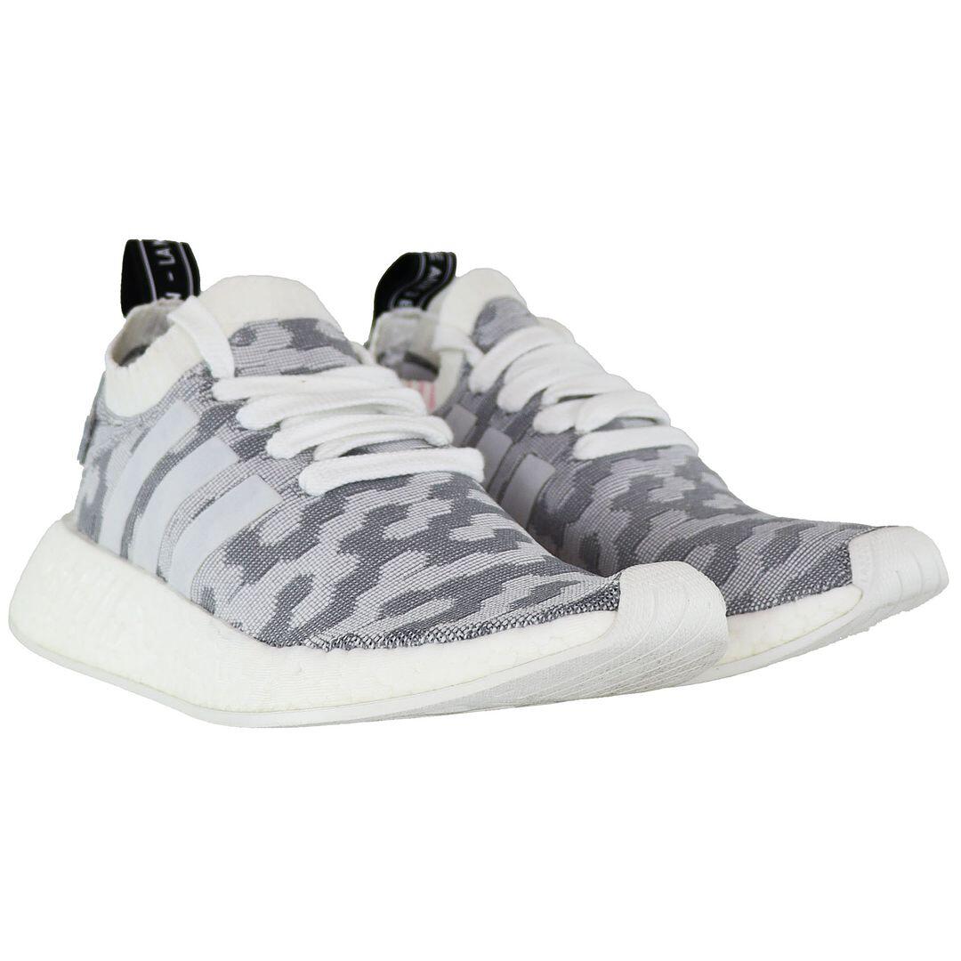 Adidas NMD_R2 Primeknit Womens Grey Running Trainers ADIDAS
