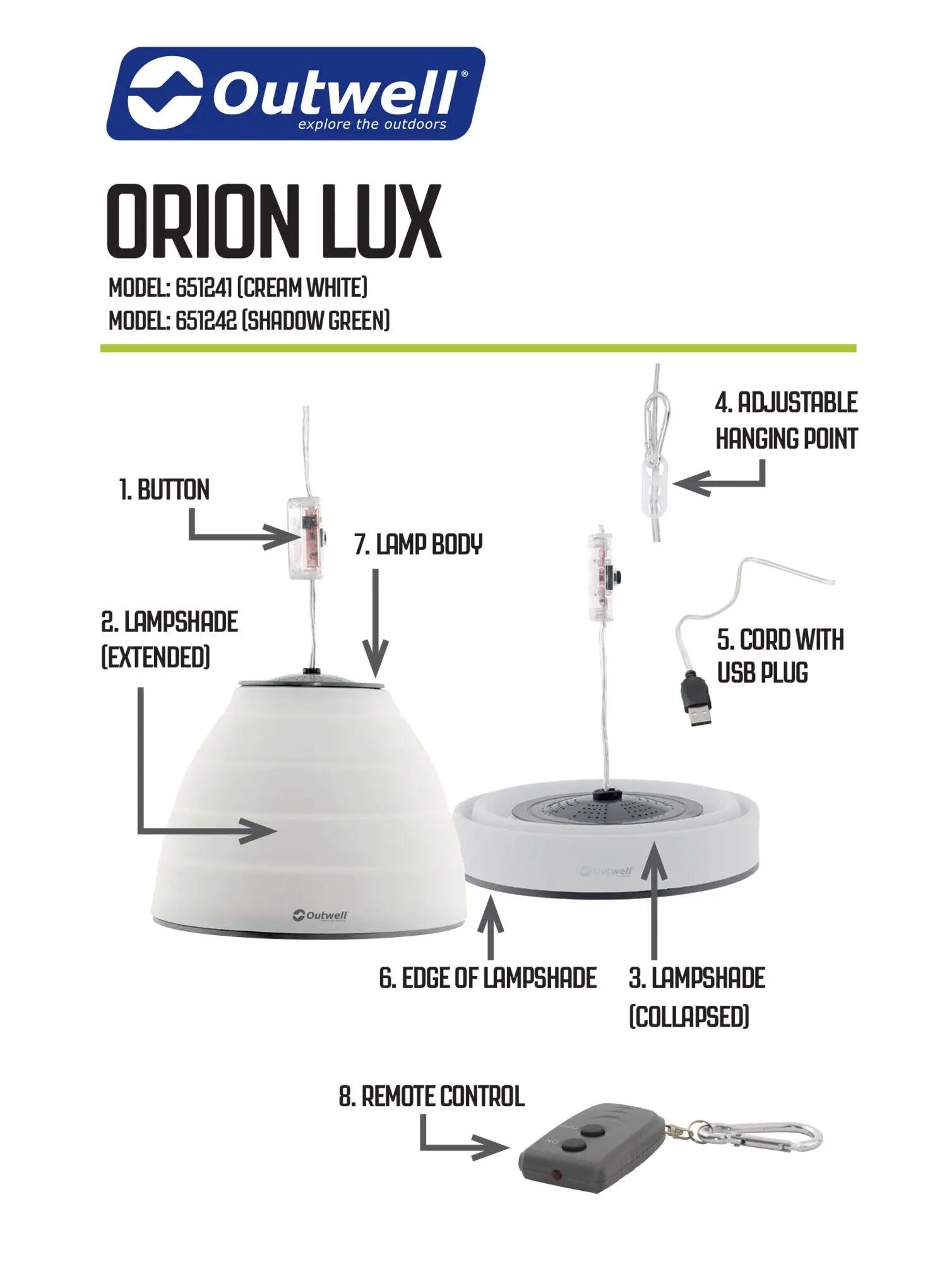 Lampara de camping Outwell Orion Lux Verde Sombra 540 Lumens 5/5