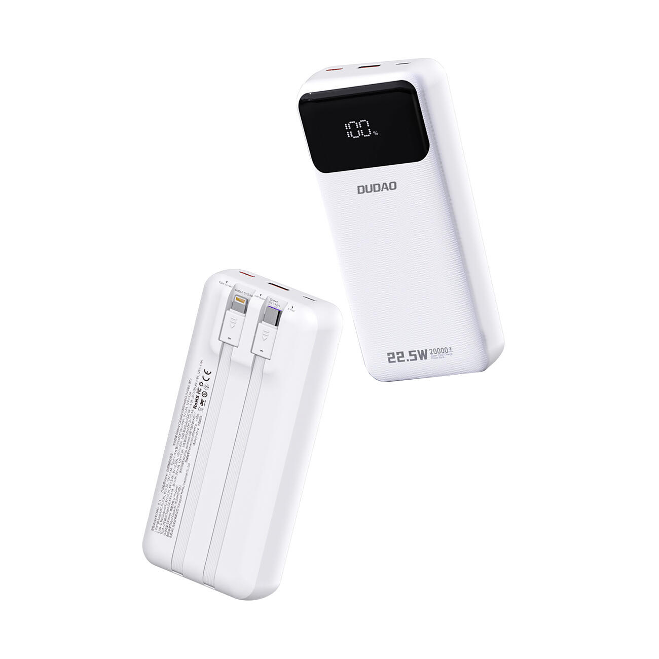 Powerbank Dudao k15pro 20000mAh 22.5W pd usb-c / usb-a / wbudowane kable 2/7