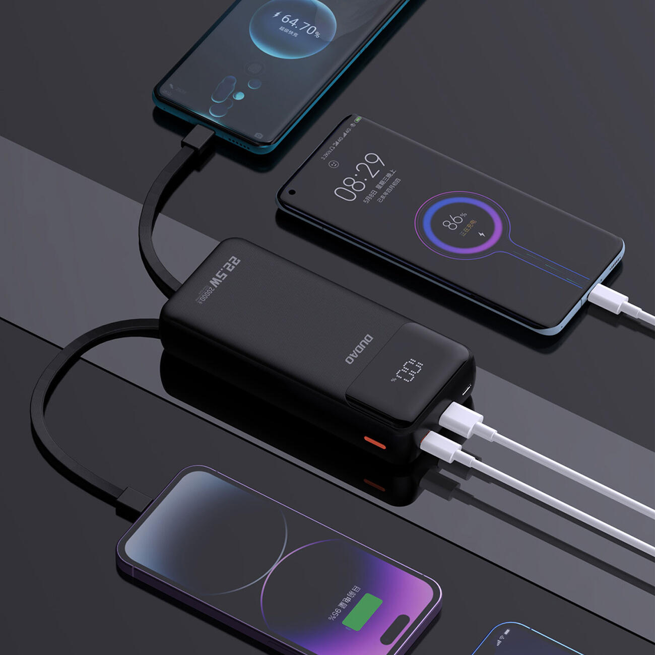Powerbank Dudao k15pro 20000mAh 22.5W pd usb-c / usb-a / wbudowane kable 5/7