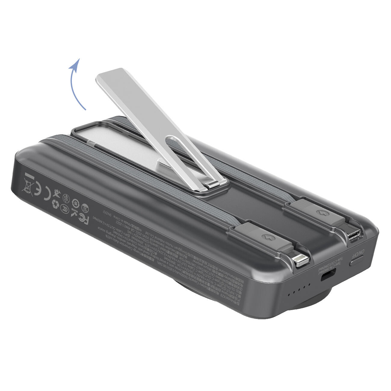 Powerbank Dudao k29 10000mah 20w metalowa obudowa z podstawką i kablami 2/6