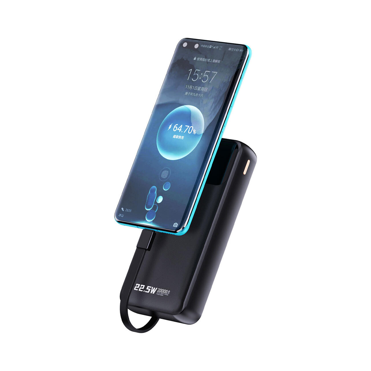 Powerbank Dudao k15pro 20000mAh 22.5W pd usb-c / usb-a / wbudowane kable 4/7
