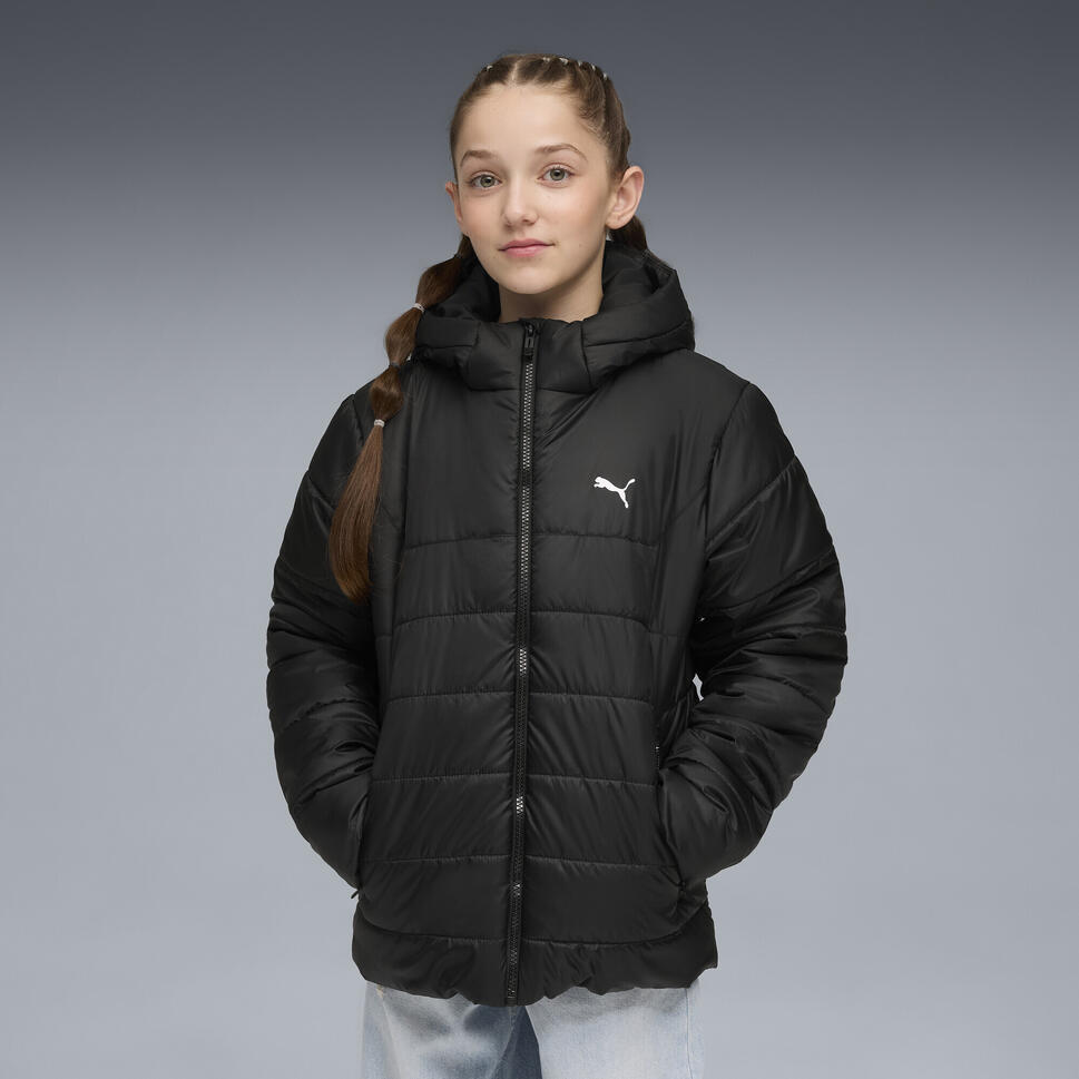 Młodzieżowa kurtka ocieplana Essentials z kapturem PUMA Black