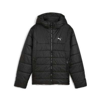 Essentials gewatteerd jack met capuchon voor jongeren puma black