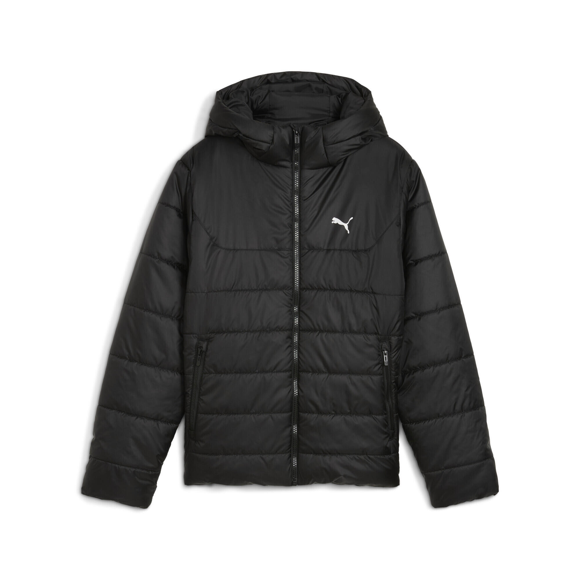 Młodzieżowa kurtka ocieplana Essentials z kapturem PUMA Black