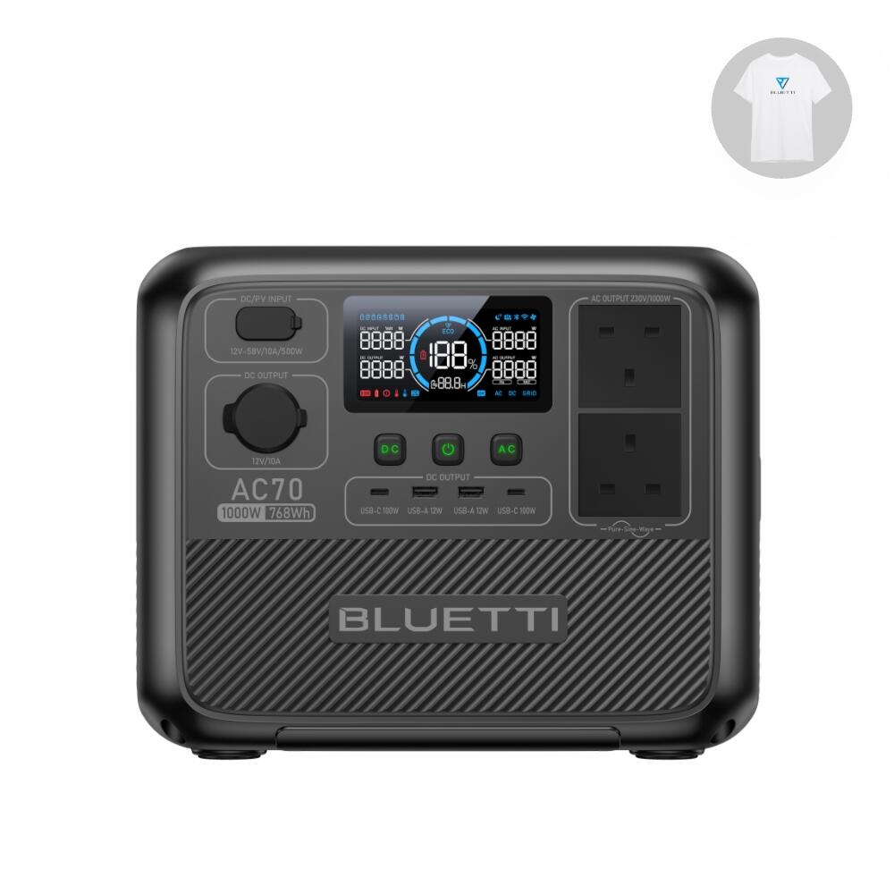 BLUETTI AC70 Portable Power Station 1000W/768Wh LiFePO4 for Camping, Emergency 1/1
