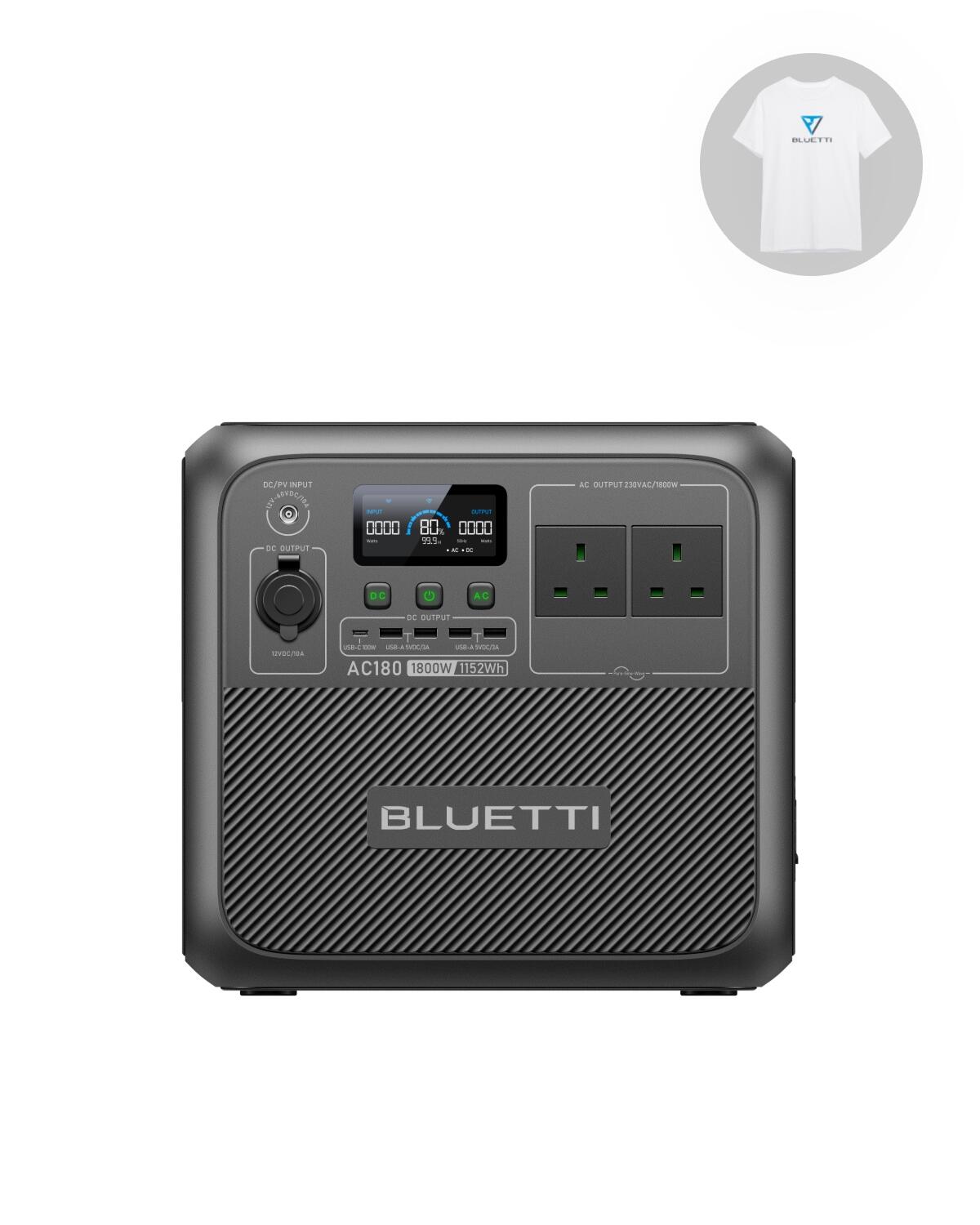 BLUETTI BLUETTI Portable Power Station AC180 1152Wh/1800W LiFePO4 for Power Outage