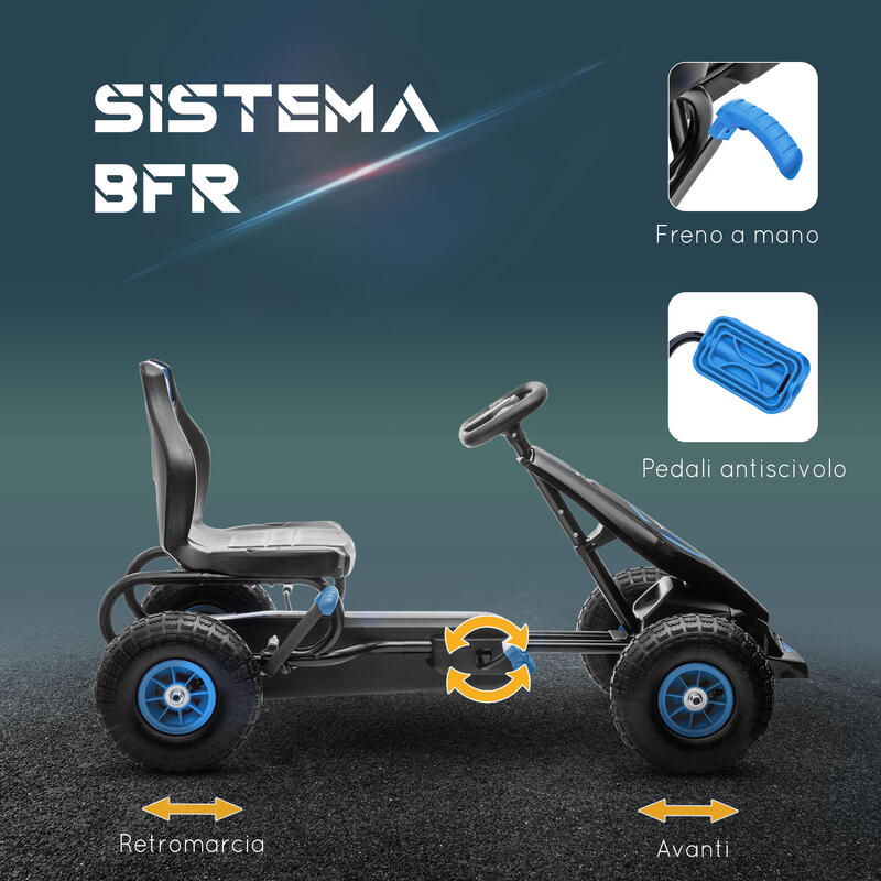 Homcom Go Kart Pedale Copii – Scaun Reglabil, Roti & Frana de Mana