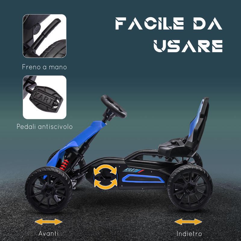 Homcom Kart Copii 3–8 Ani – Pedale, Scaun Reglabil & Roti EVA