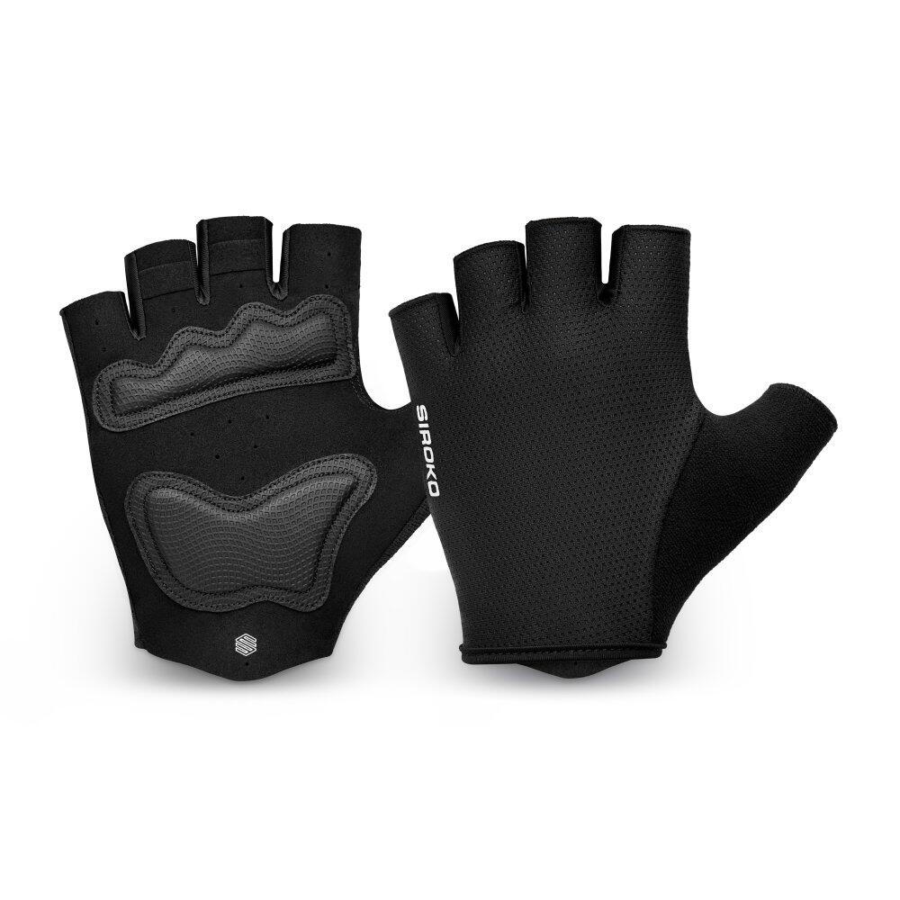 SIROKO Herren und Damen Radsport Kurzfinger-Fahrradhandschuhe Core Cacti black Schwarz