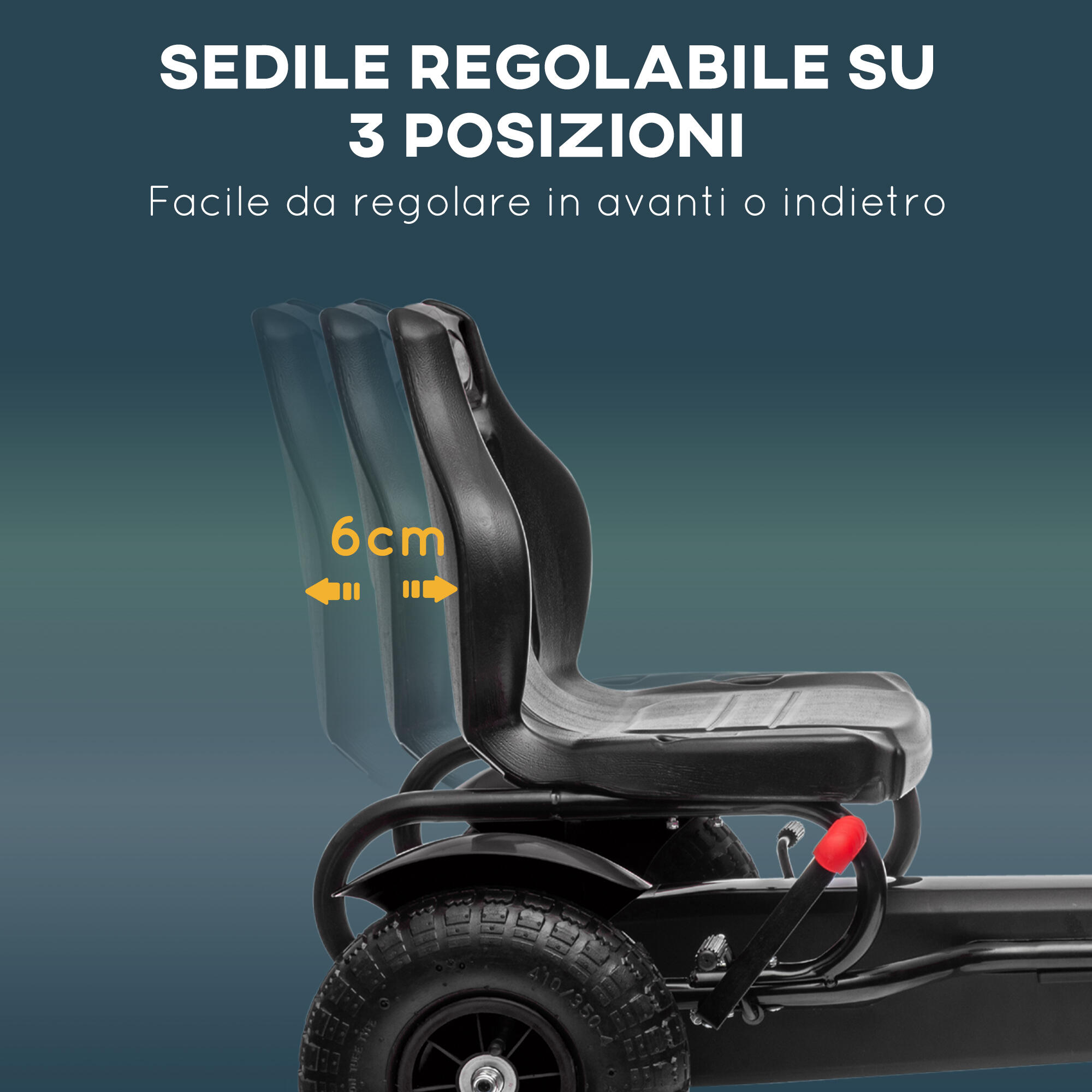 HOMCOM Go Kart a Pedali per Bambini 5-12 Anni in Plastica e Metallo Nero 4/7