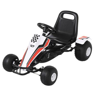 HOMCOM Go-Kart a Pedali Bianco per Bambini 3-6 Anni con Sedile Regolabile