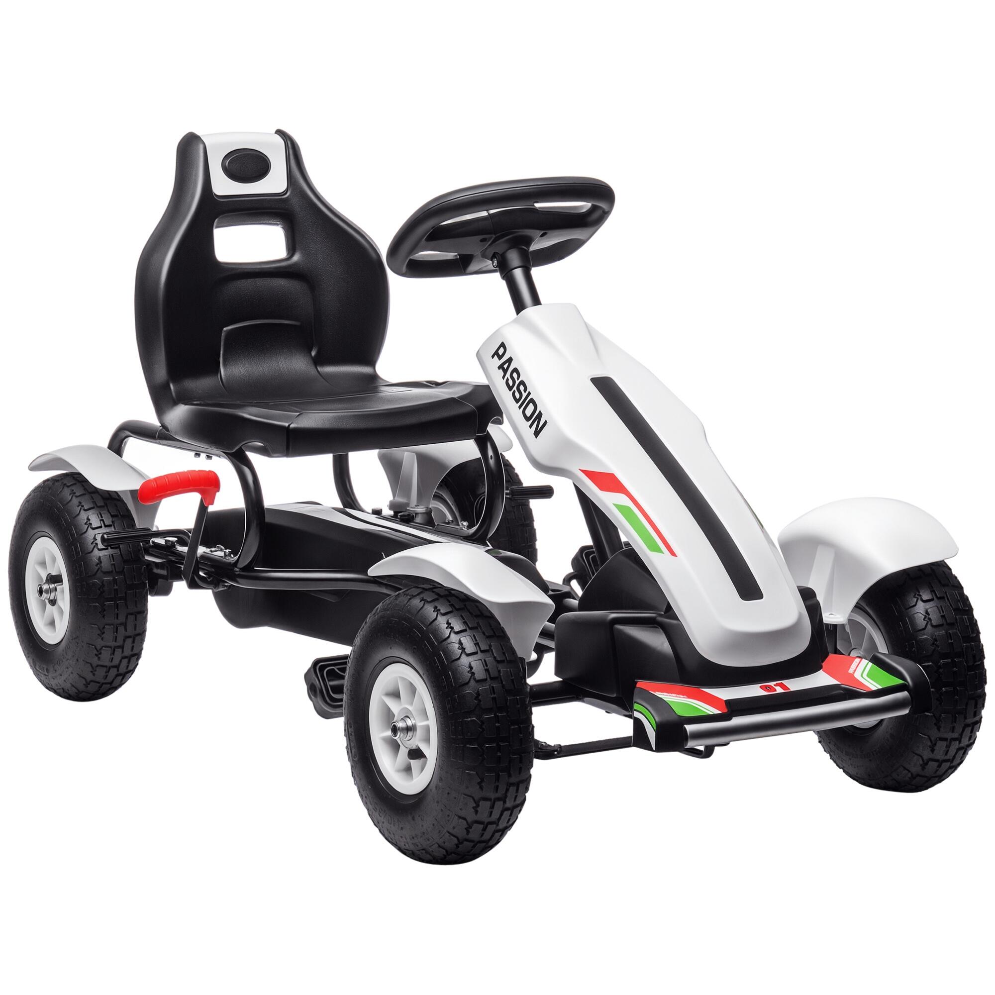 Homcom Kart Pedale Copii – Scaun Reglabil, Roti Gonflabile