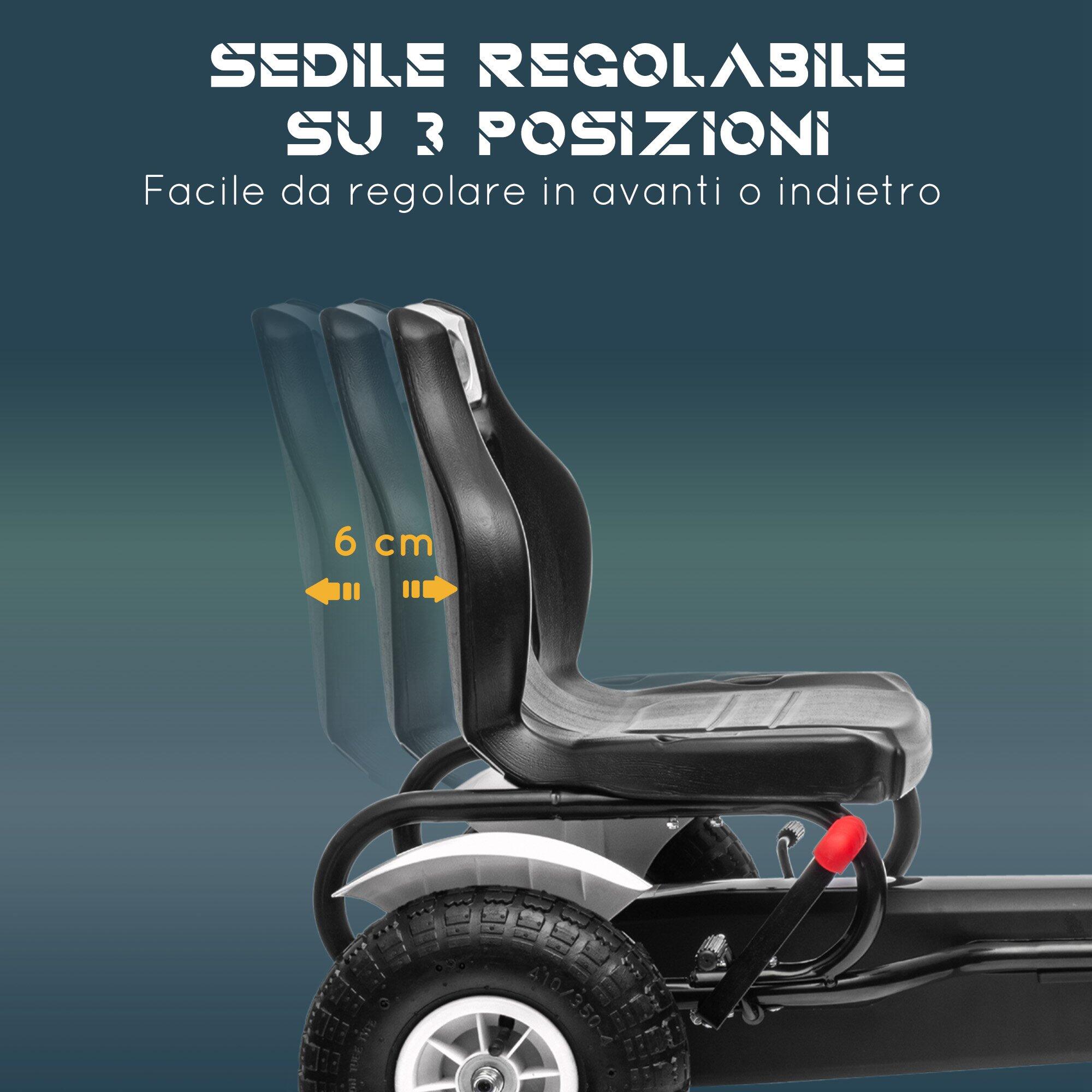 HOMCOM Go Kart a Pedali per Bambini 5-12 Anni in Plastica e Metallo Bianco Nero 4/8