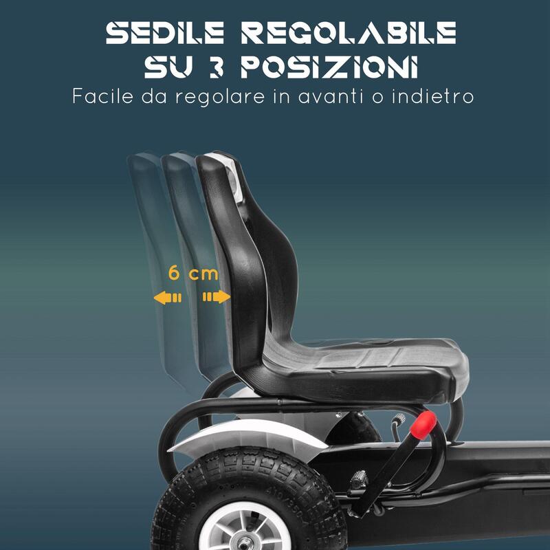 Homcom Kart Pedale Copii – Scaun Reglabil, Roti Gonflabile