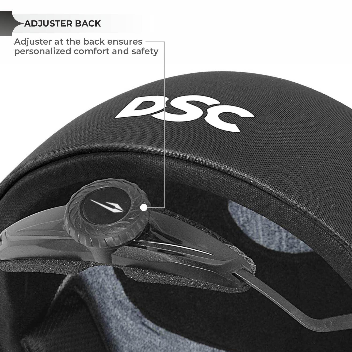 DSC FORT44 Crickethelm – Schwarzes Modell mit verstellbarem Stahlvisier 2/7