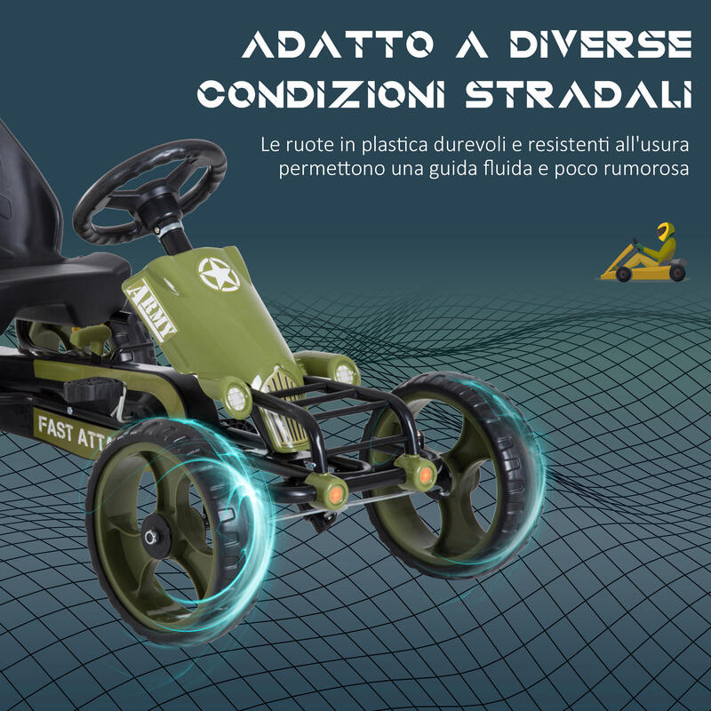 Homcom Kart Copii cu Pedale – Frana si Scaun Reglabil