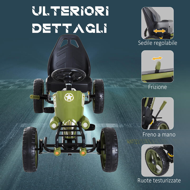 Homcom Kart Copii cu Pedale – Frana si Scaun Reglabil
