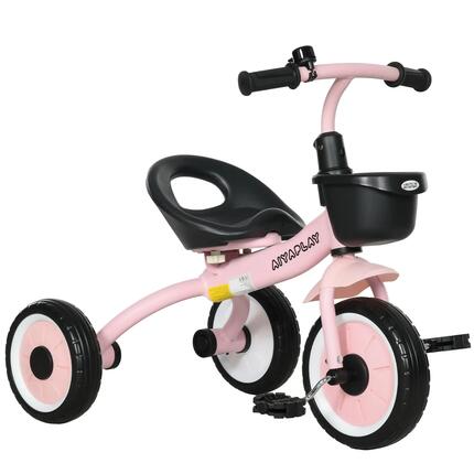 Tricycle enfant - Mixte - Selle réglable, panier - Rose