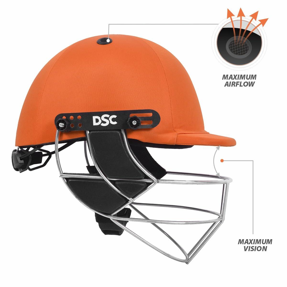 DSC Defender Crickethelm XL – Orange | Leichtgewicht | Verstellbare Grill 3/7
