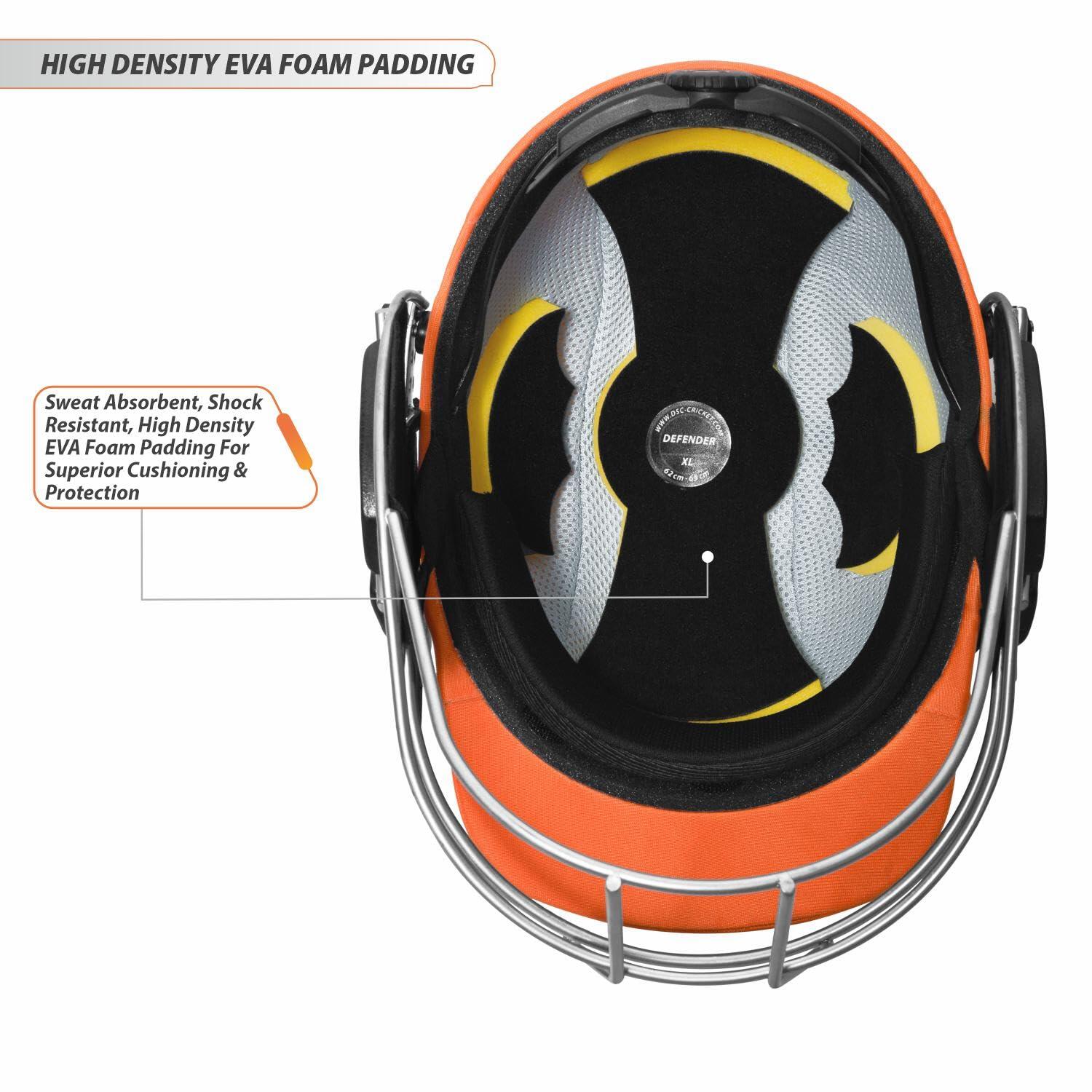 DSC Defender Crickethelm XL – Orange | Leichtgewicht | Verstellbare Grill 4/7