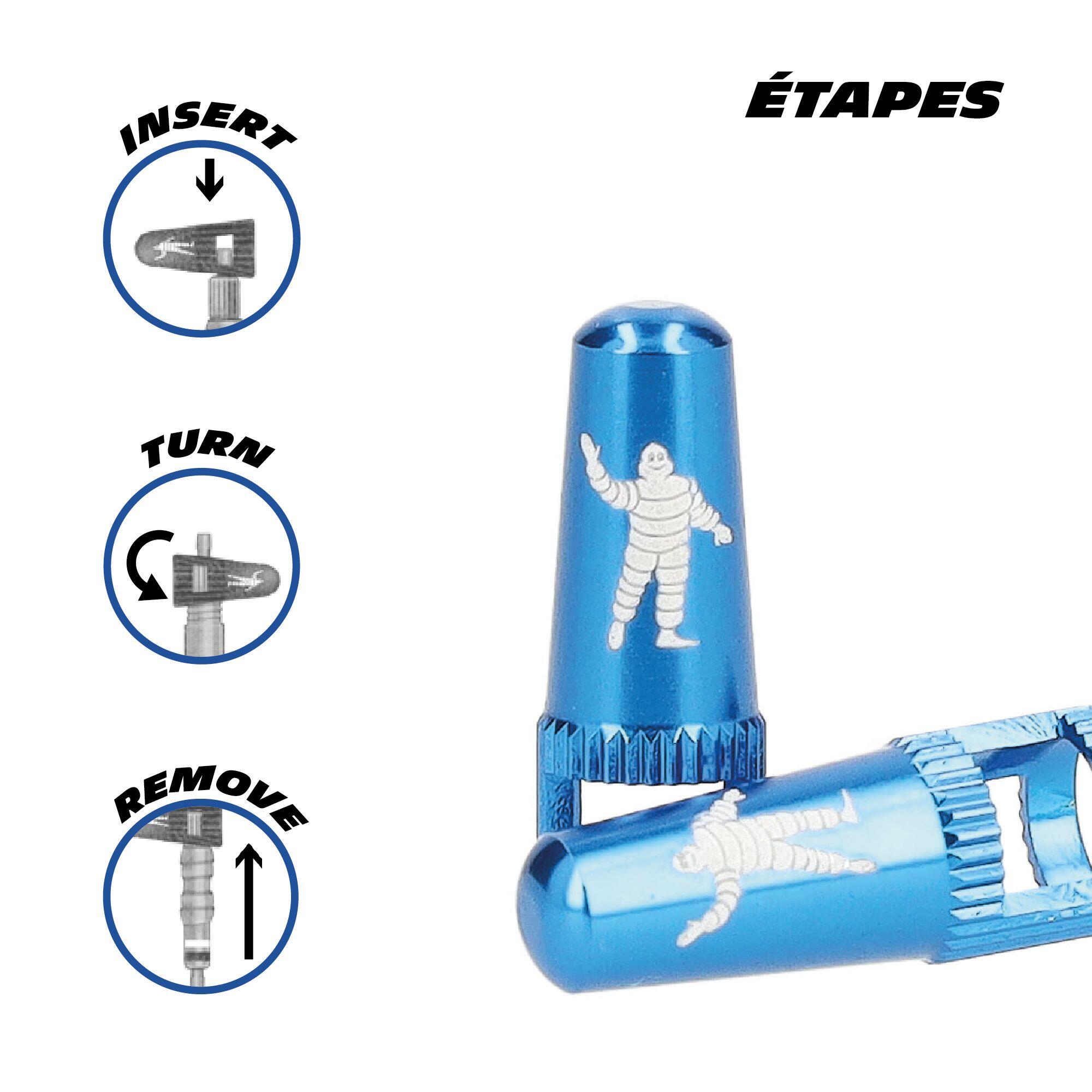Lot de deux Bouchons de valves PRESTA avec Démonte-obus 3/4