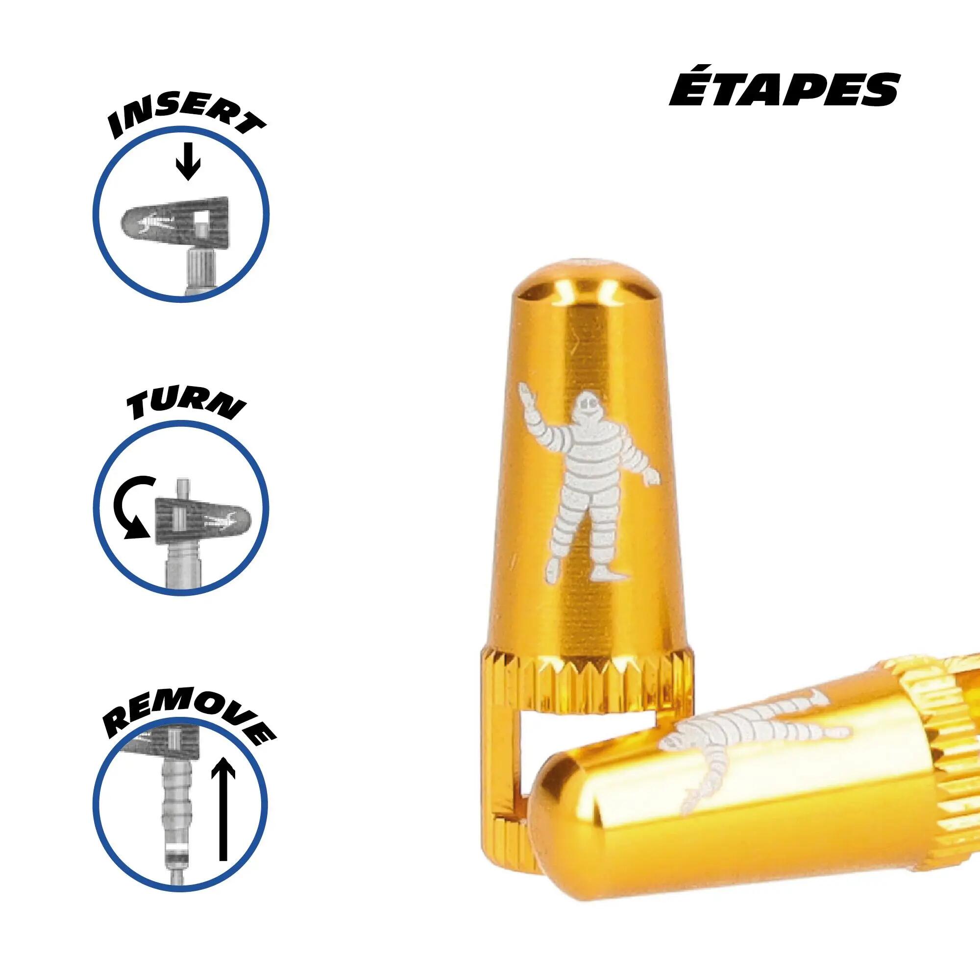 Lot de deux Bouchons de valves PRESTA avec Démonte-obus 3/4