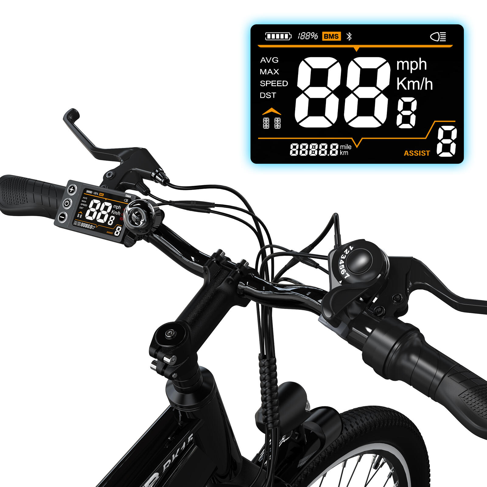 Electric City Bikes RK15, E-bikes 26",App,30-50 km,36V 10.4Ah 5/8
