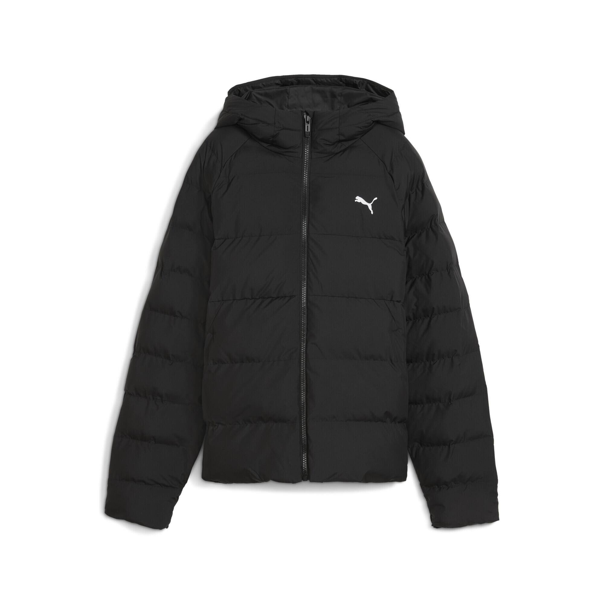 Młodzieżowa pikowana kurtka z kapturem PUMA Black